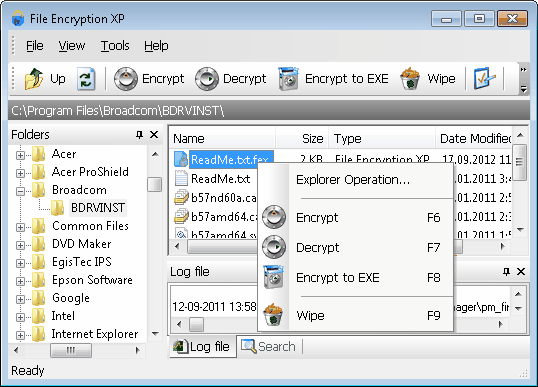 File Encryption XP - Passwortschutzspeicher